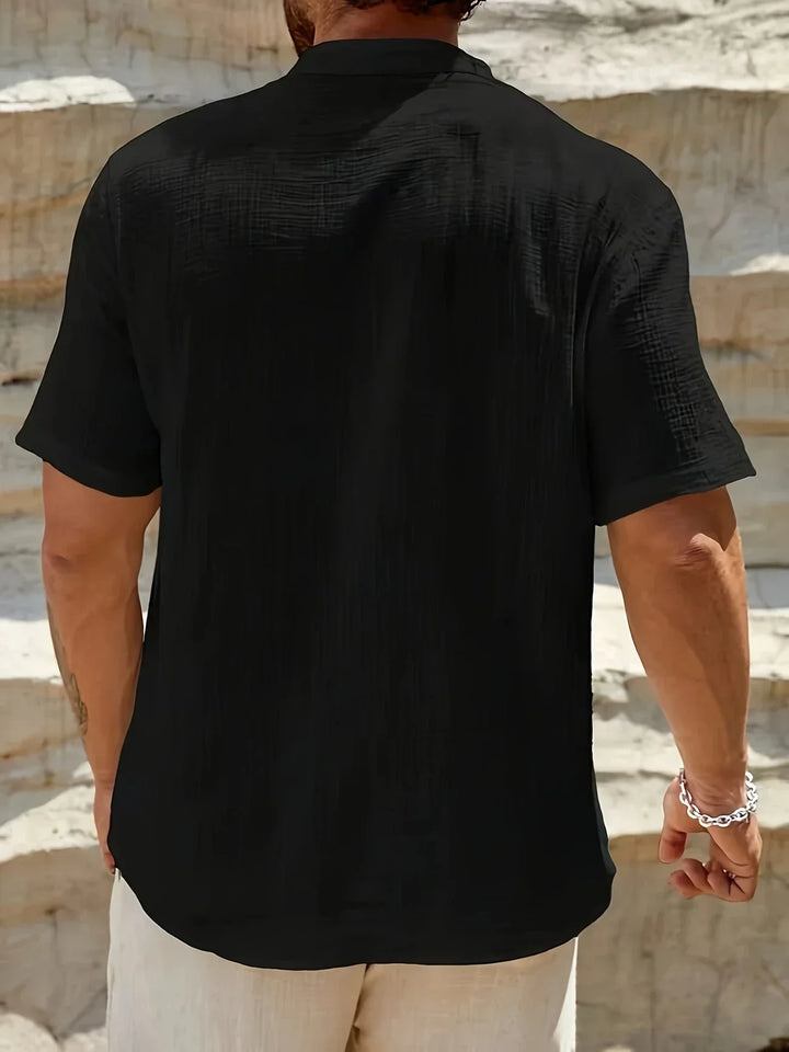 Camisa de verão elegante com gola alta