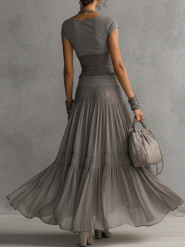 Bruna | Conjunto Boho Cinzento Crepúsculo