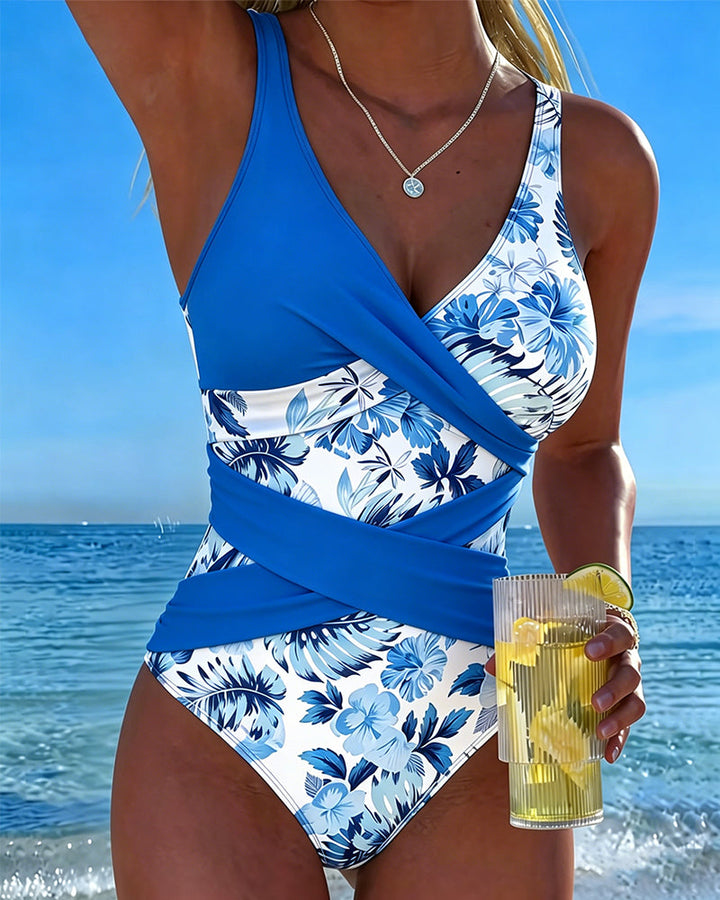 Peça única com estampa floral em contraste