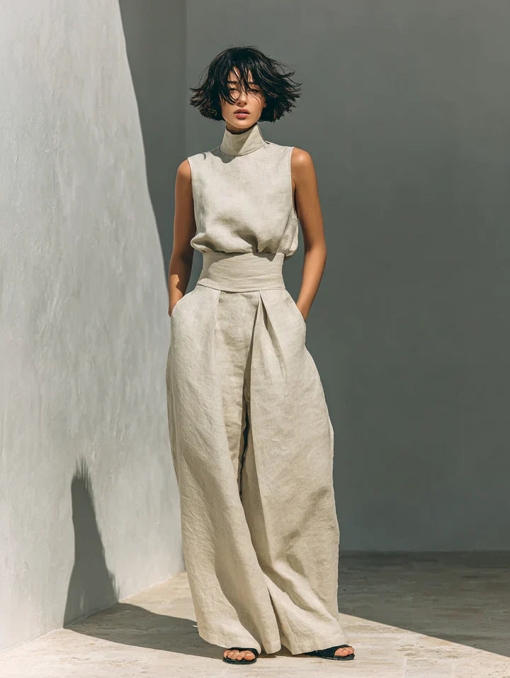 Flor  | Conjunto minimalista de blusa sem mangas