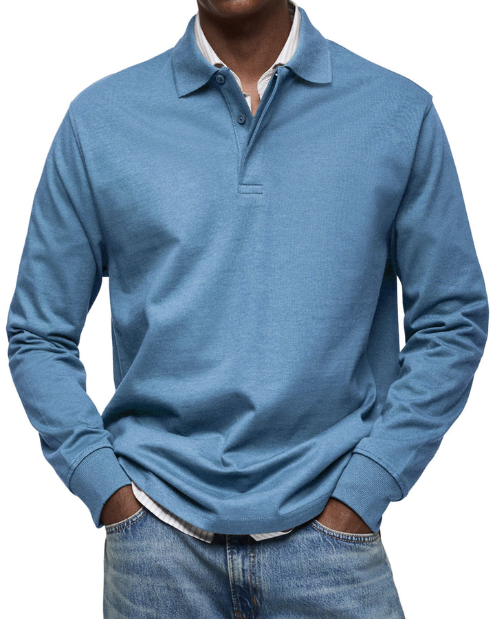 Camisa Polo Casual de Mangas Compridas