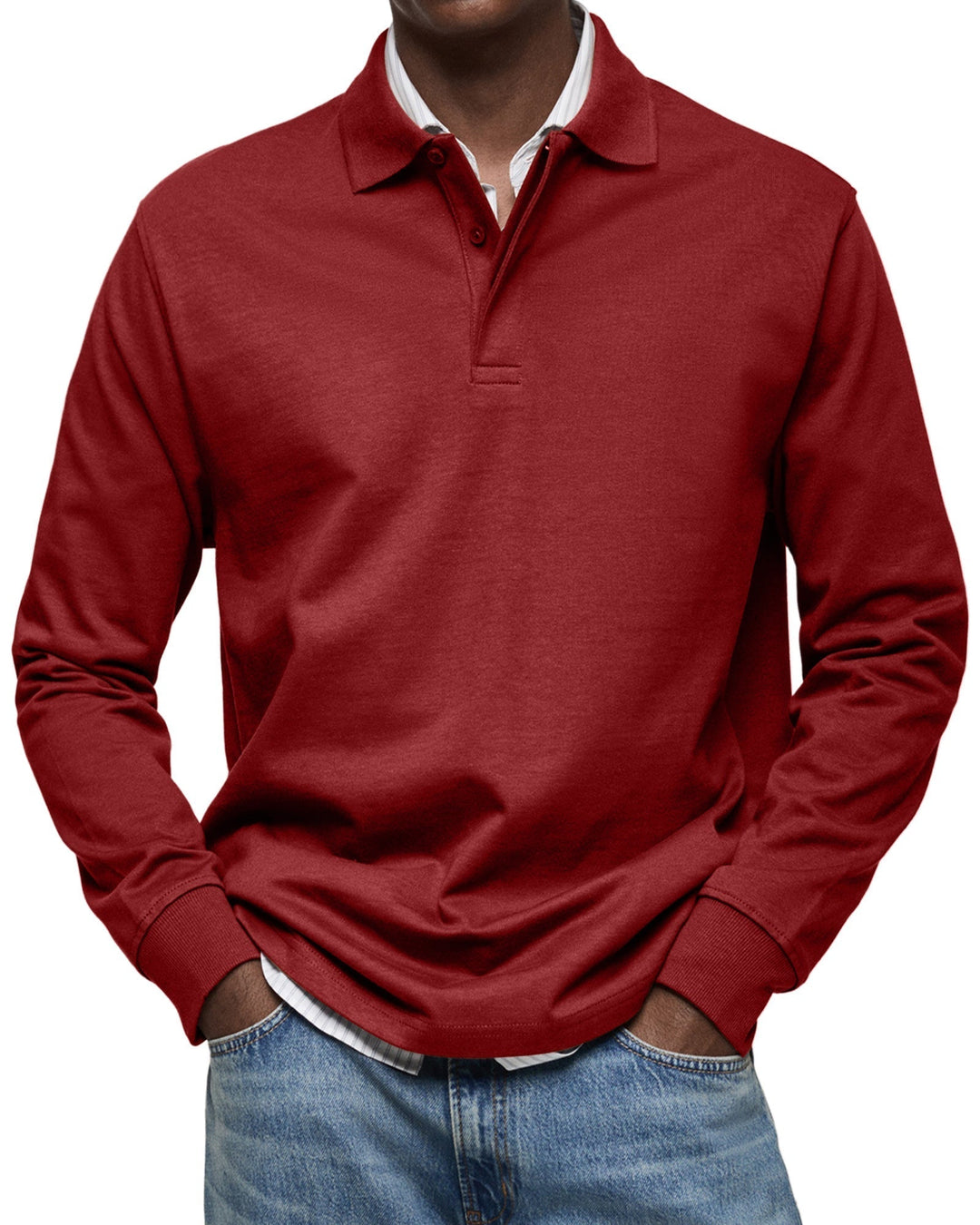 Camisa Polo Casual de Mangas Compridas