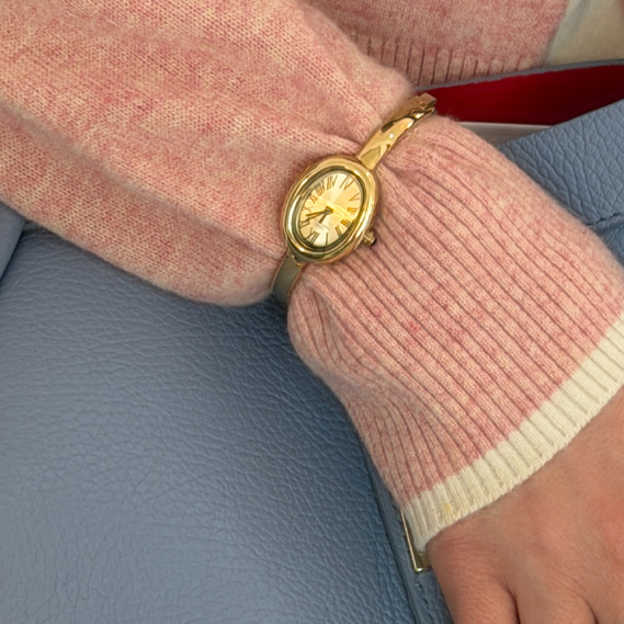 Relógio de bracelete dourado elegante para mulheres | Relógio de bracelete minimalista