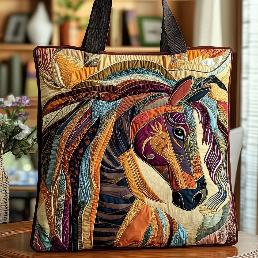 Saco artesanal - Cavalo em mosaico multicolorido