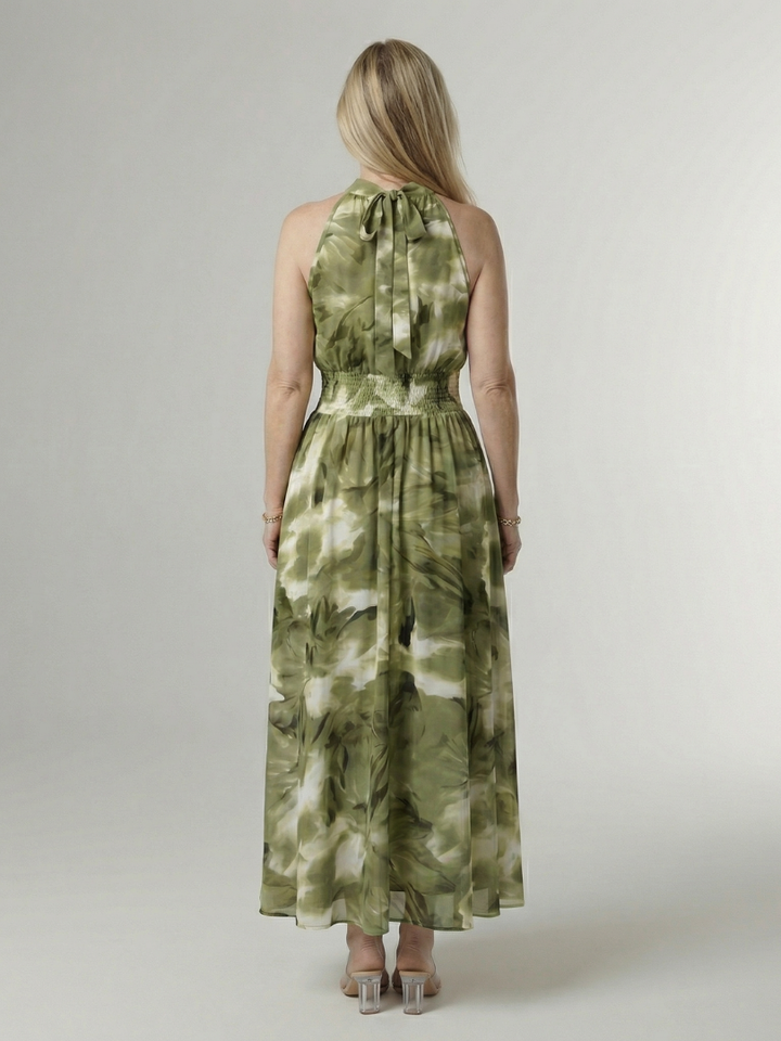 Sylin | Vestido midi franzido com decote halter