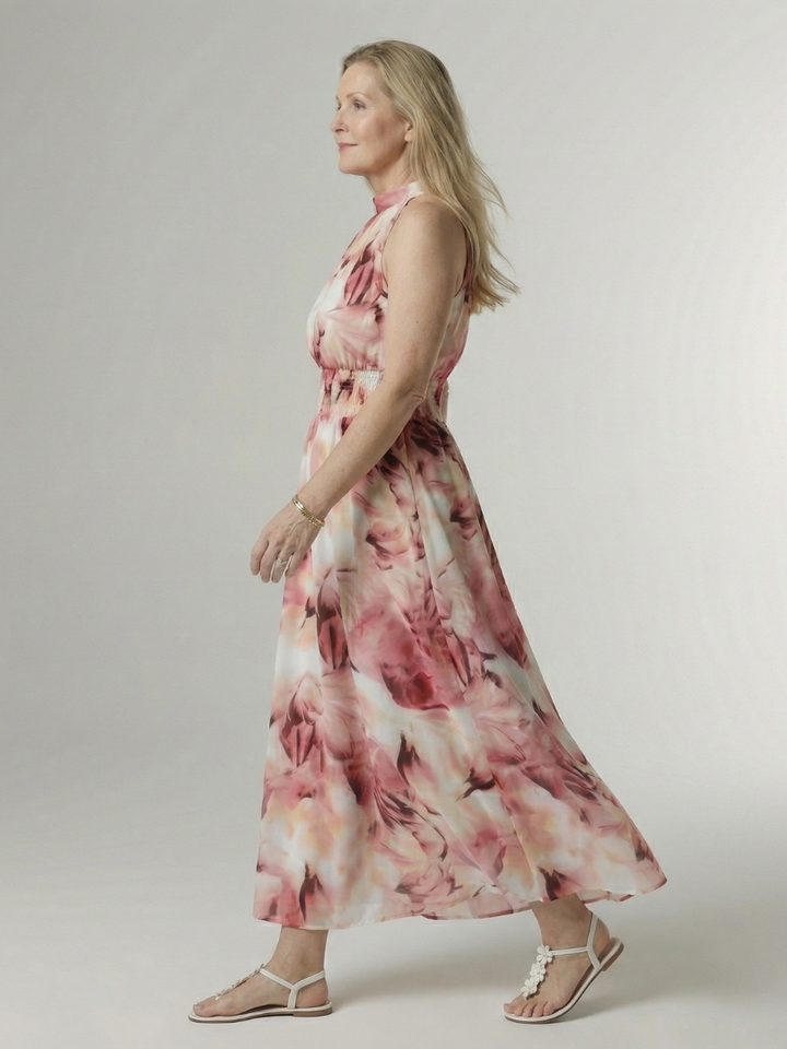 Sylin | Vestido midi franzido com decote halter