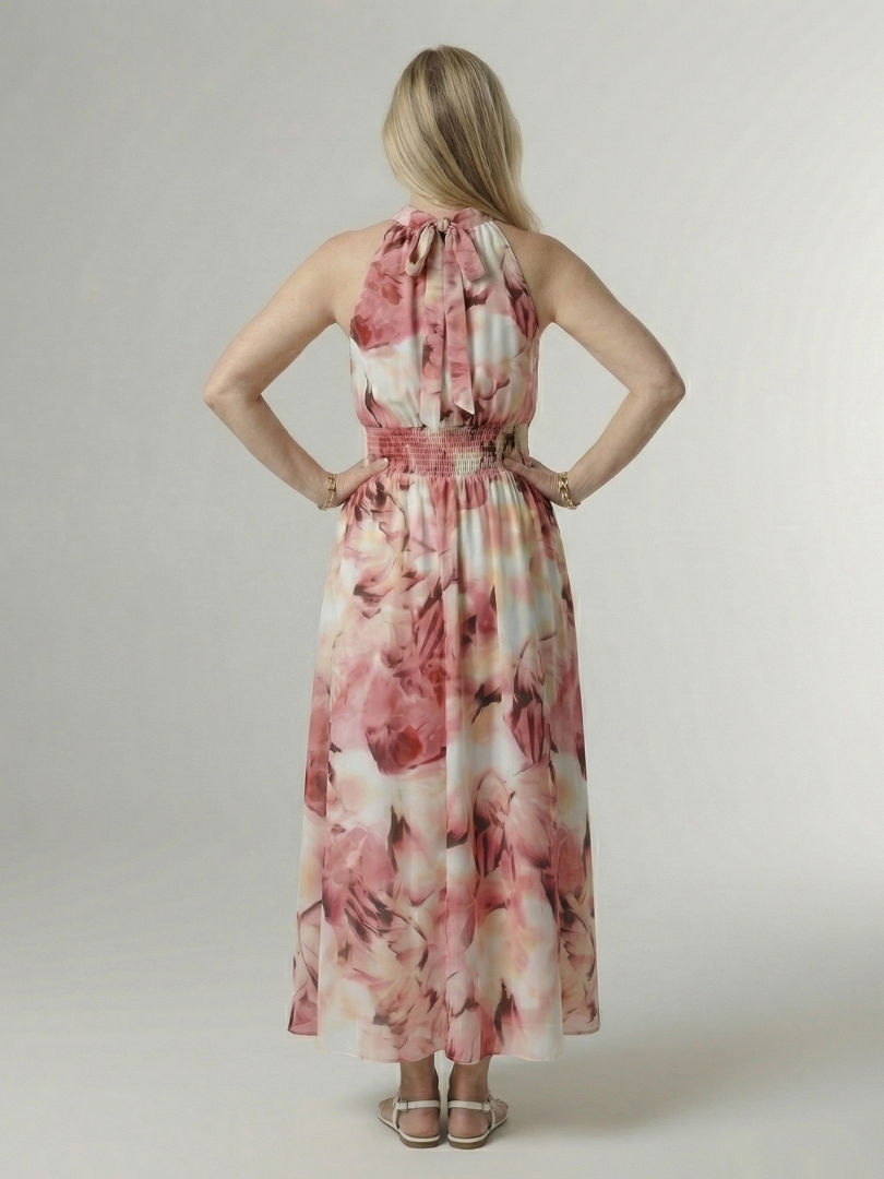 Sylin | Vestido midi franzido com decote halter