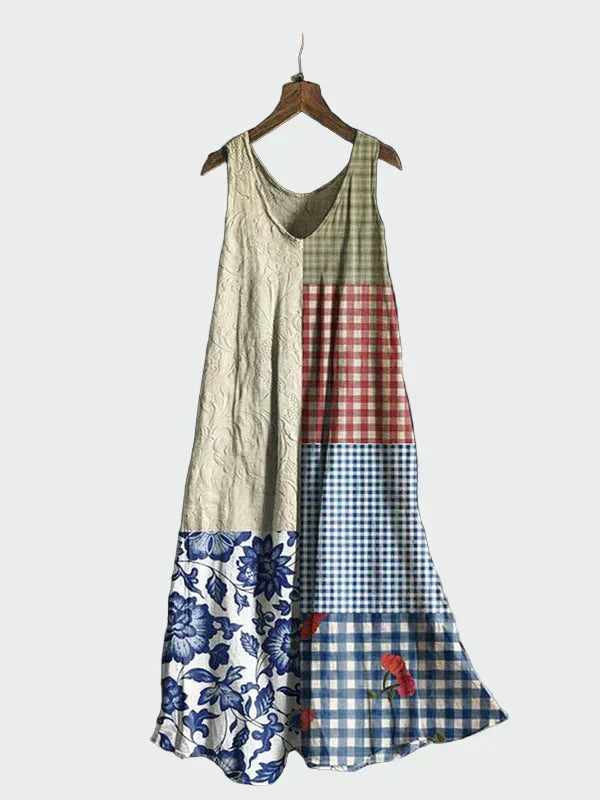 Vestido com Estampa de Xadrez