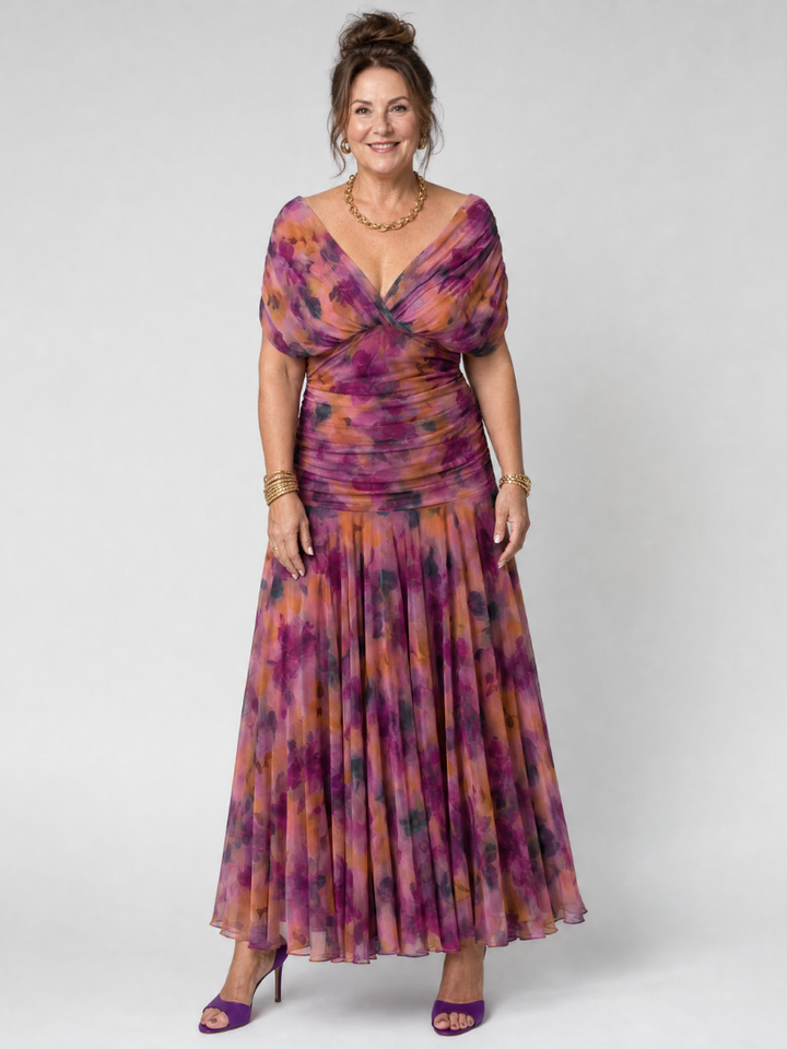 Calen | Vestido midi fluido com decote ombro a ombro