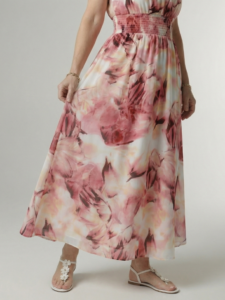 Sylin | Vestido midi franzido com decote halter