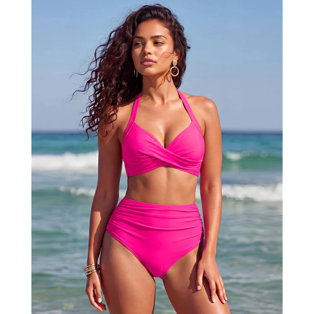 Sabrina | Biquíni 2 em 1 de Cintura Alta com Controlo da Barriga