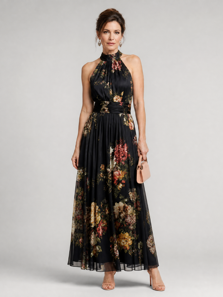 Sior | Vestido midi floral com decote halter