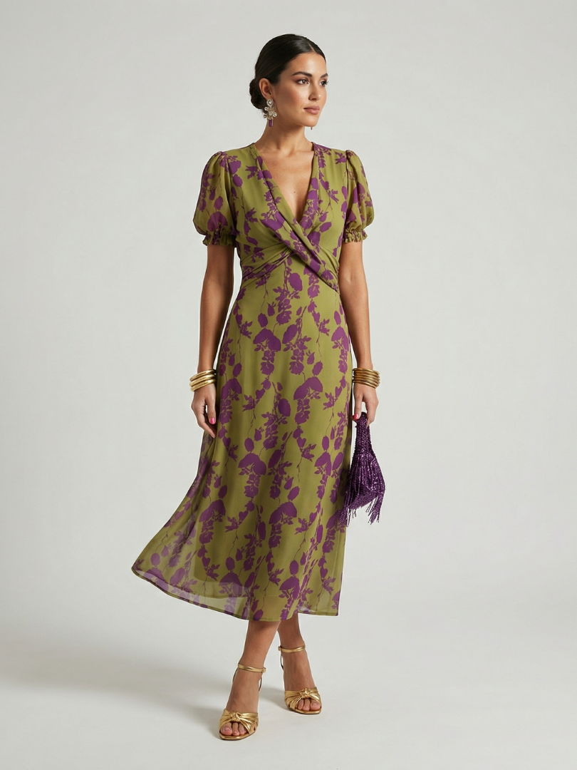 Virel | Vestido midi floral descontraído