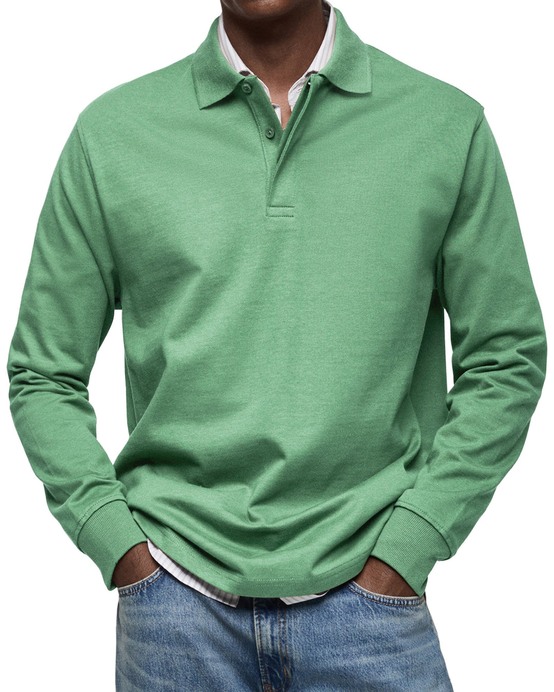Camisa Polo Casual de Mangas Compridas
