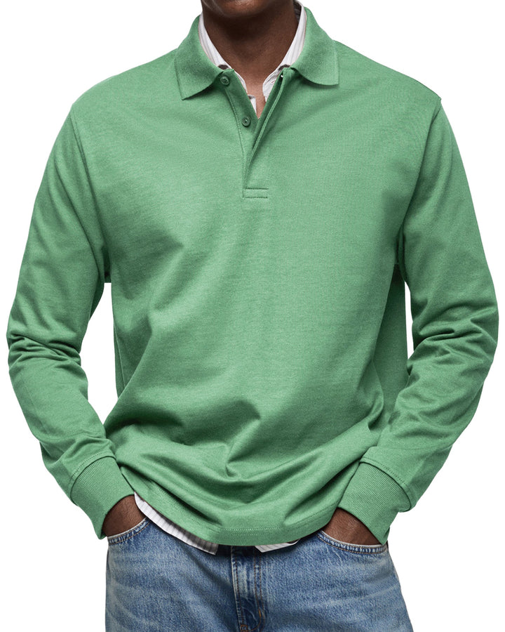 Camisa Polo Casual de Mangas Compridas