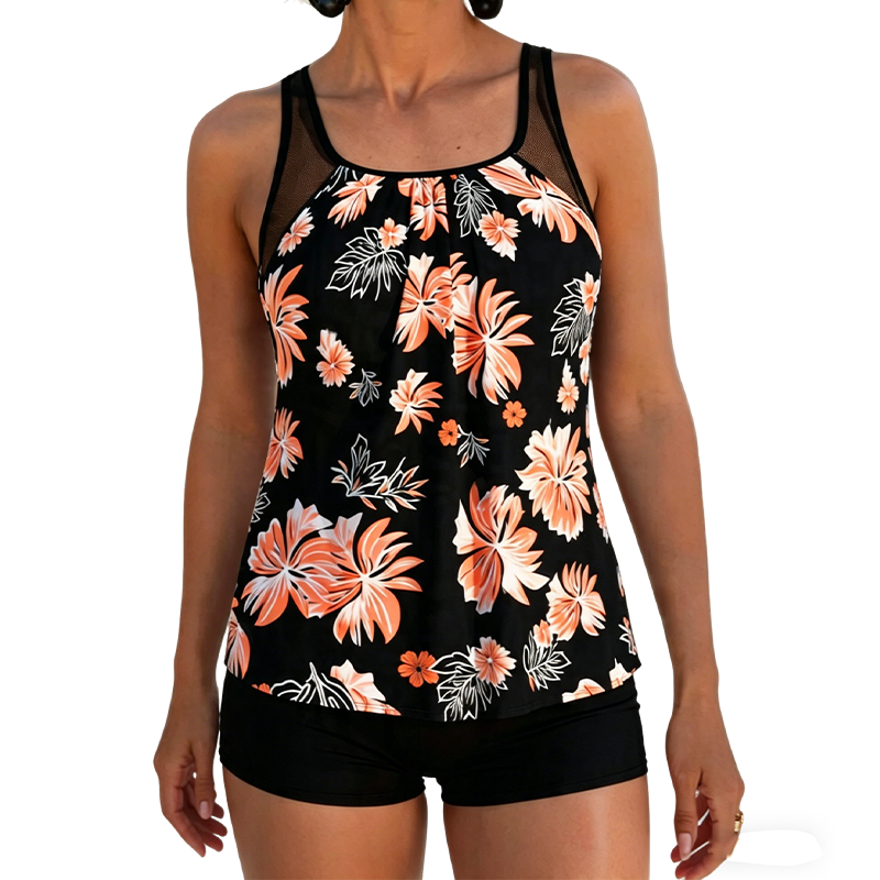 Tankini estampado com barriga coberta