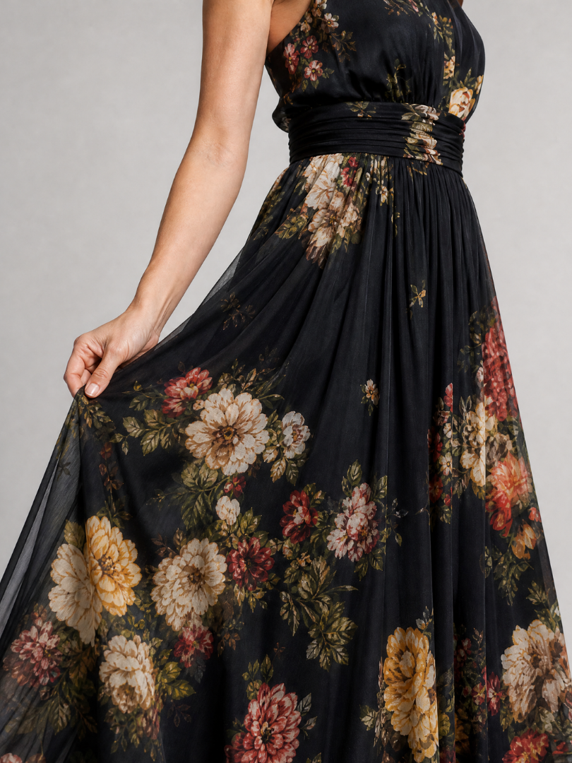 Sior | Vestido midi floral com decote halter