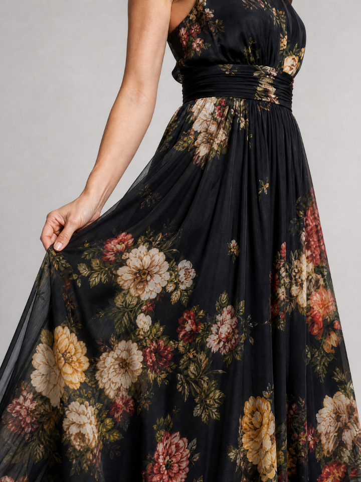 Sior | Vestido midi floral com decote halter