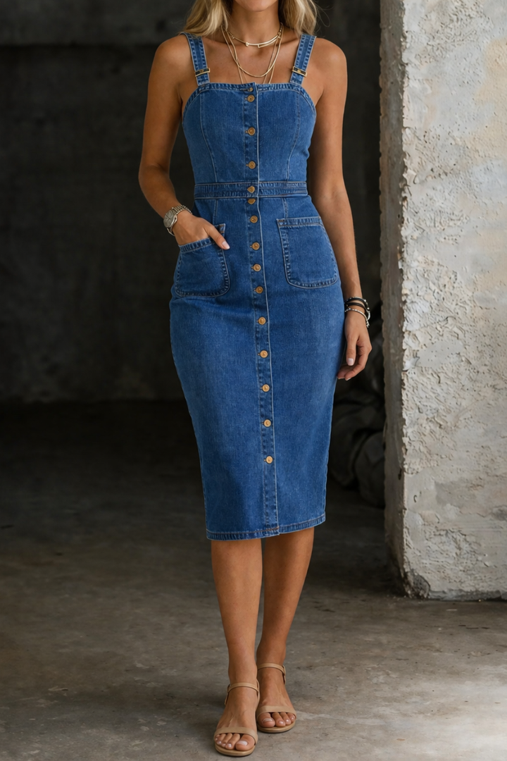 Indira | Vestido jeans com botões na frente