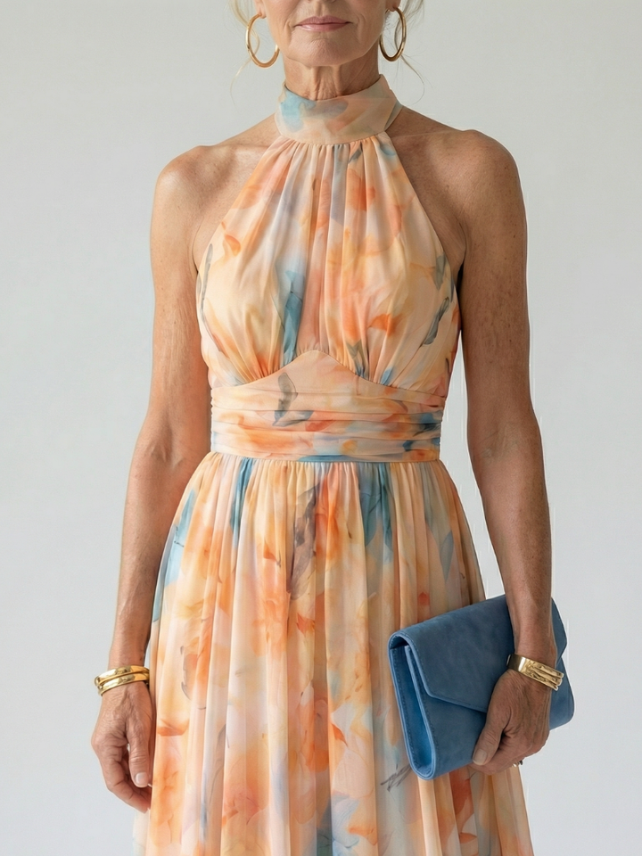 Elin | Vestido midi com decote halter suave