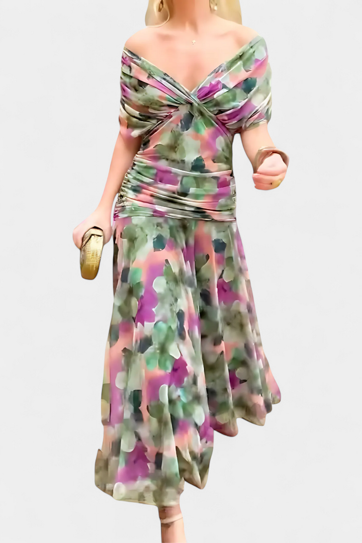 Clara | Vestido longo floral com decote em V