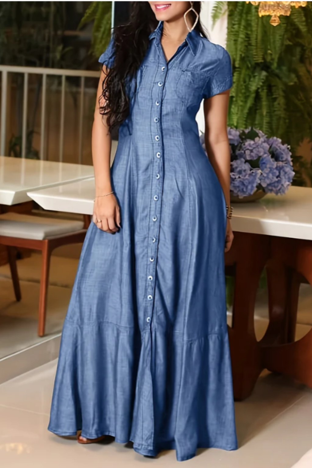 Eliza | Vestido longo de ganga