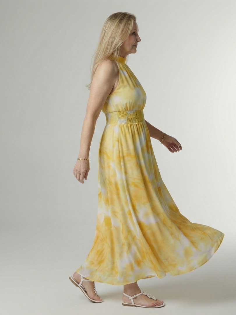 Sylin | Vestido midi franzido com decote halter