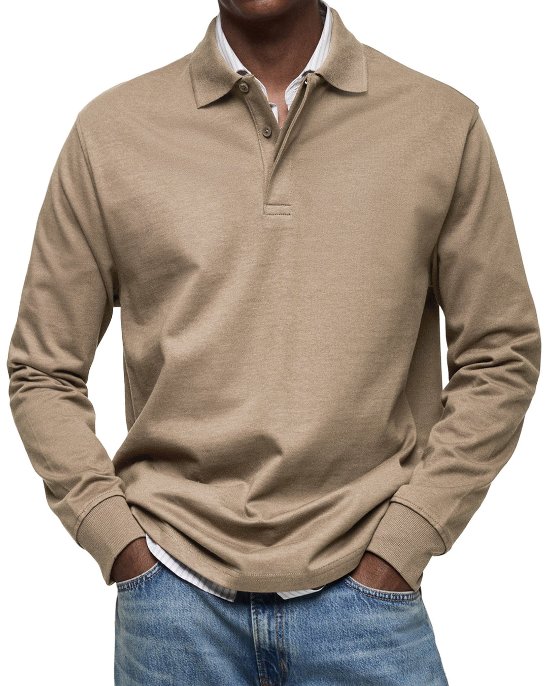 Camisa Polo Casual de Mangas Compridas