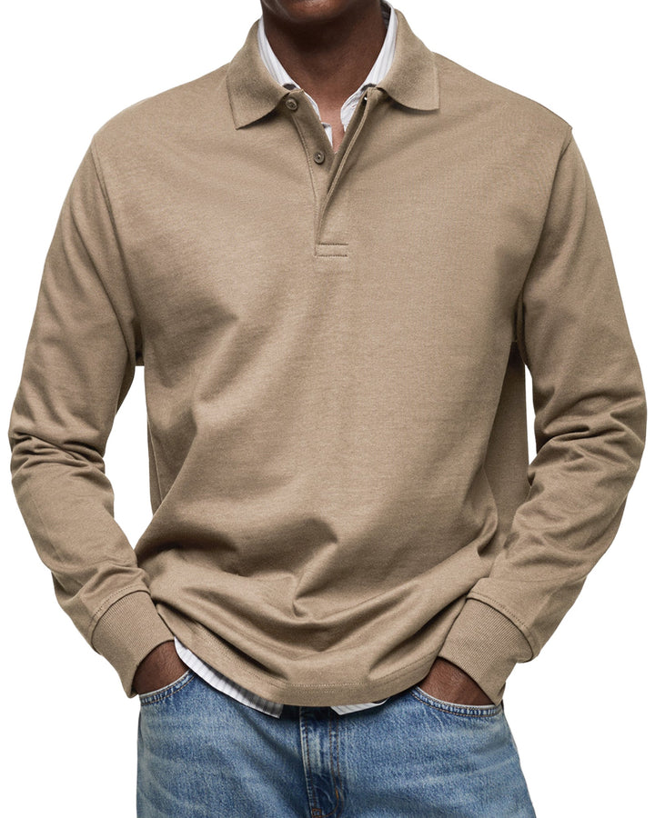 Camisa Polo Casual de Mangas Compridas