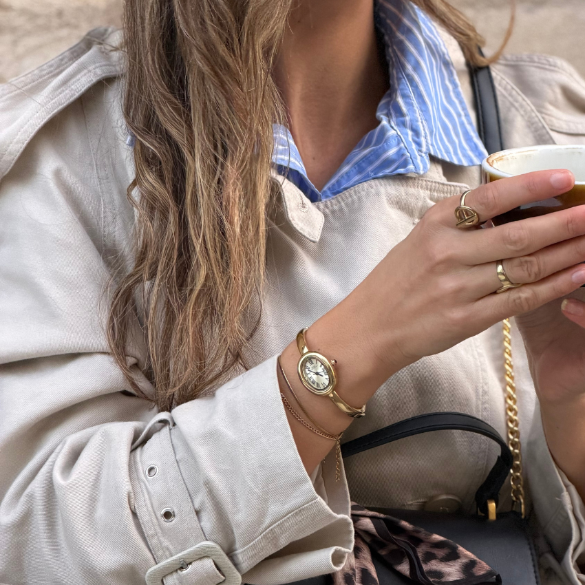 Relógio de bracelete dourado elegante para mulheres | Relógio de bracelete minimalista
