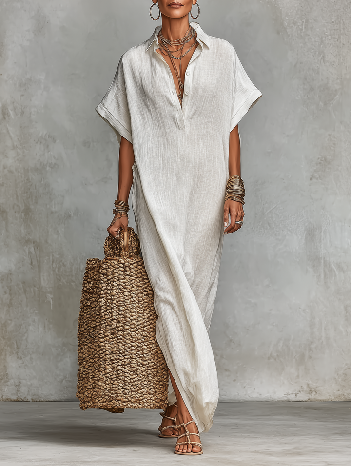 Vestido chemise maxi minimalista folgado