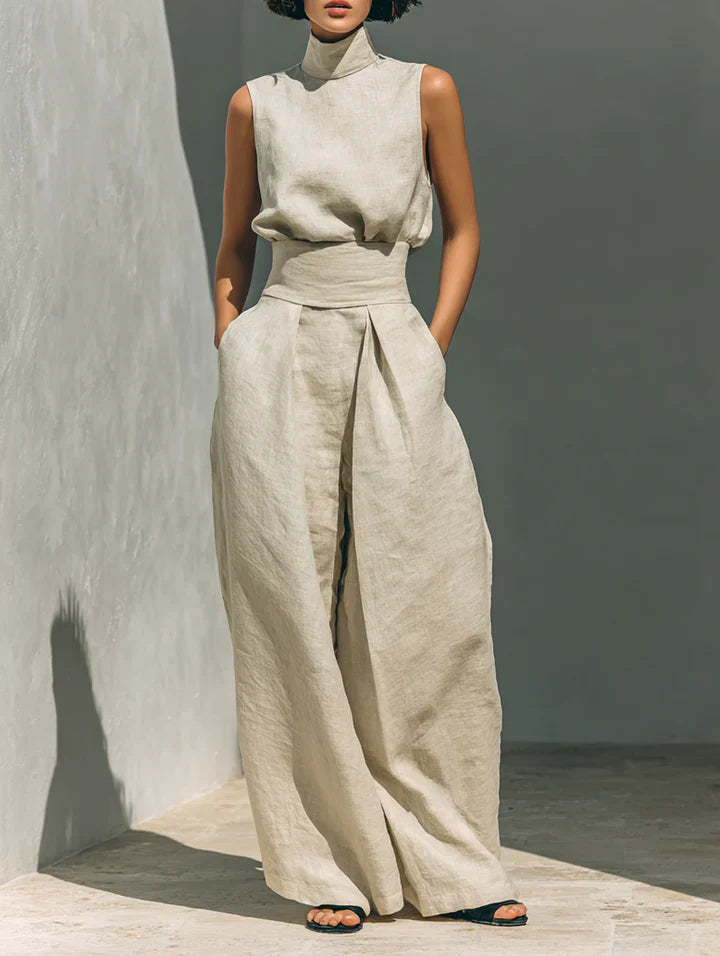 Flor  | Conjunto minimalista de blusa sem mangas