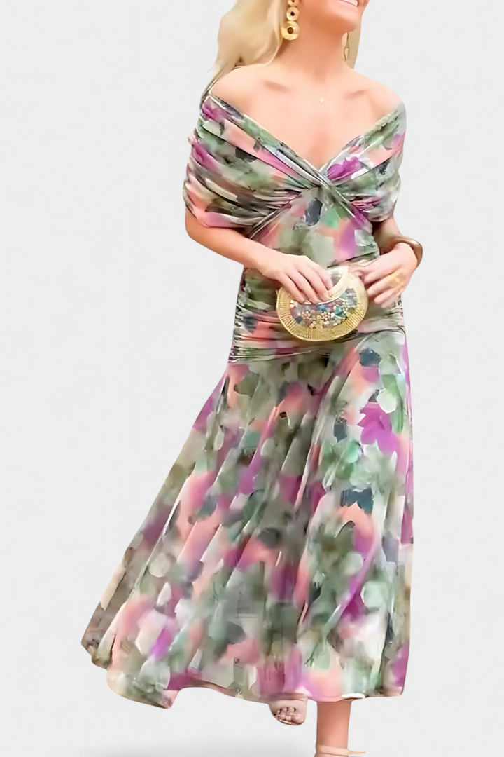 Clara | Vestido longo floral com decote em V