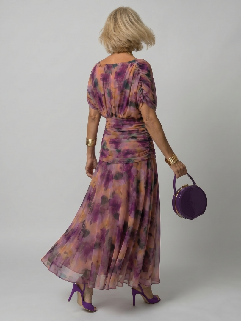 Calen | Vestido midi fluido com decote ombro a ombro
