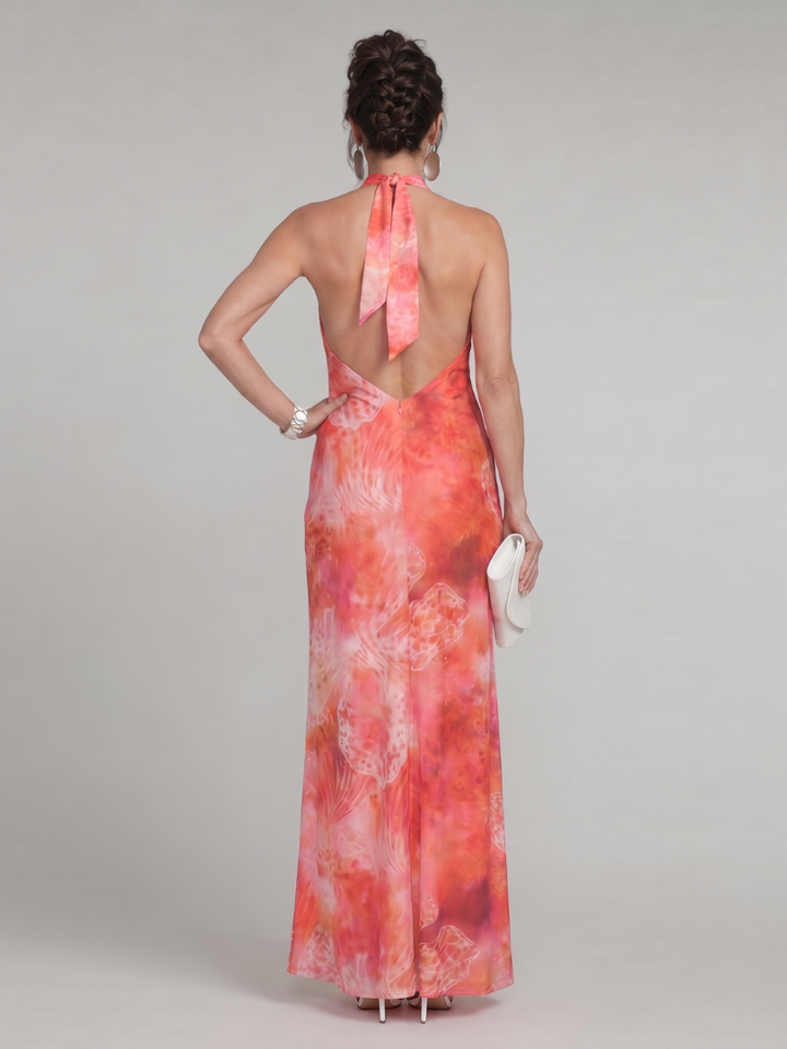 Coraline | Vestido longo estampado com decote halter