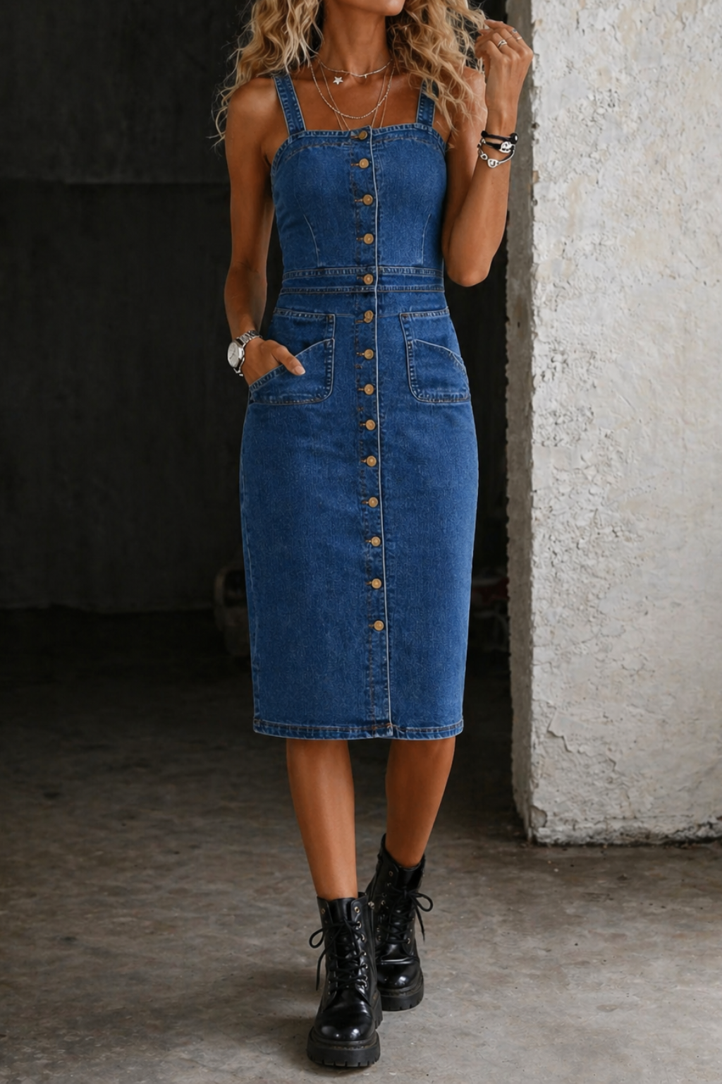 Indira | Vestido jeans com botões na frente