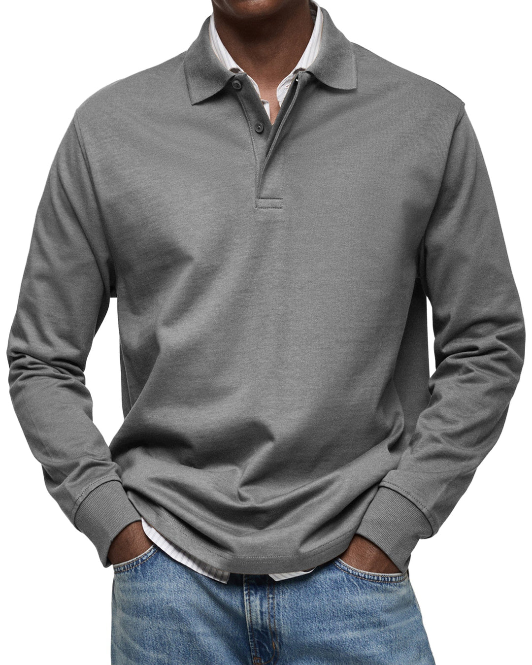 Camisa Polo Casual de Mangas Compridas