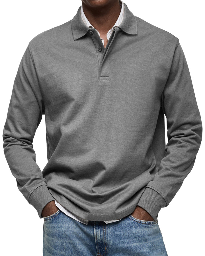 Camisa Polo Casual de Mangas Compridas