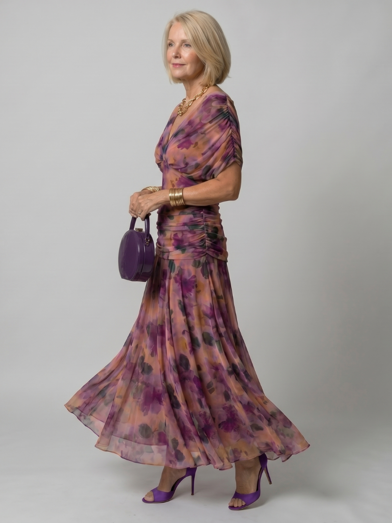 Calen | Vestido midi fluido com decote ombro a ombro