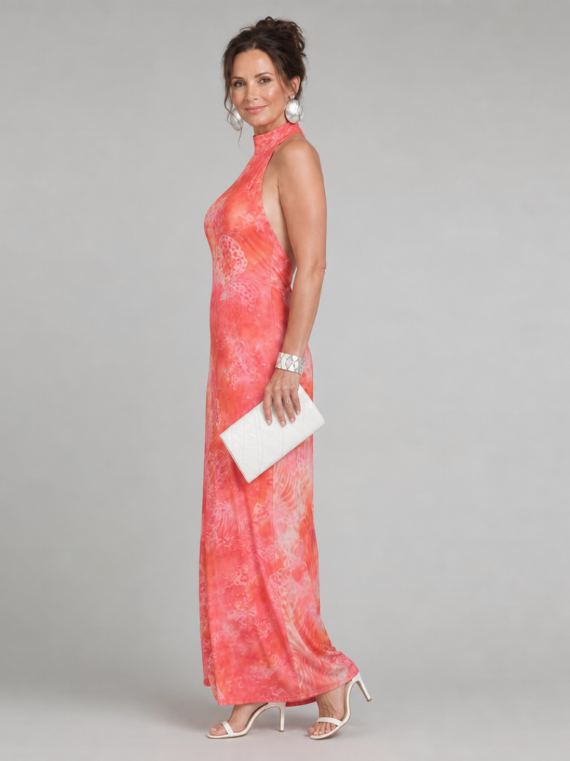 Coraline | Vestido longo estampado com decote halter