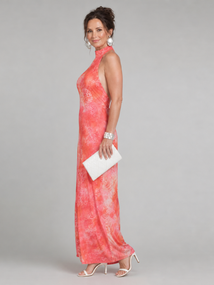 Coraline | Vestido longo estampado com decote halter