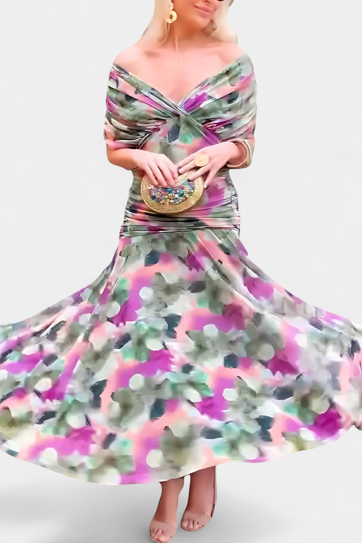 Clara | Vestido longo floral com decote em V