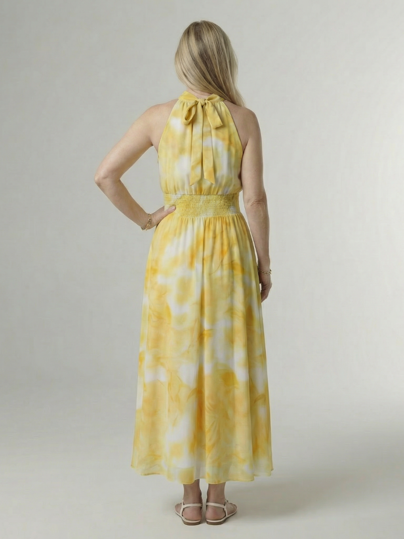 Sylin | Vestido midi franzido com decote halter