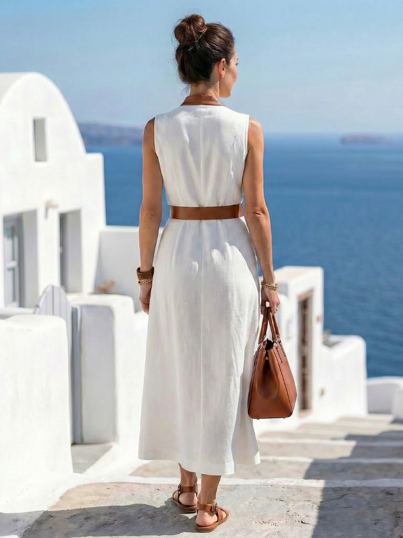 Júlia | Vestido Midi com Linha de Contraste