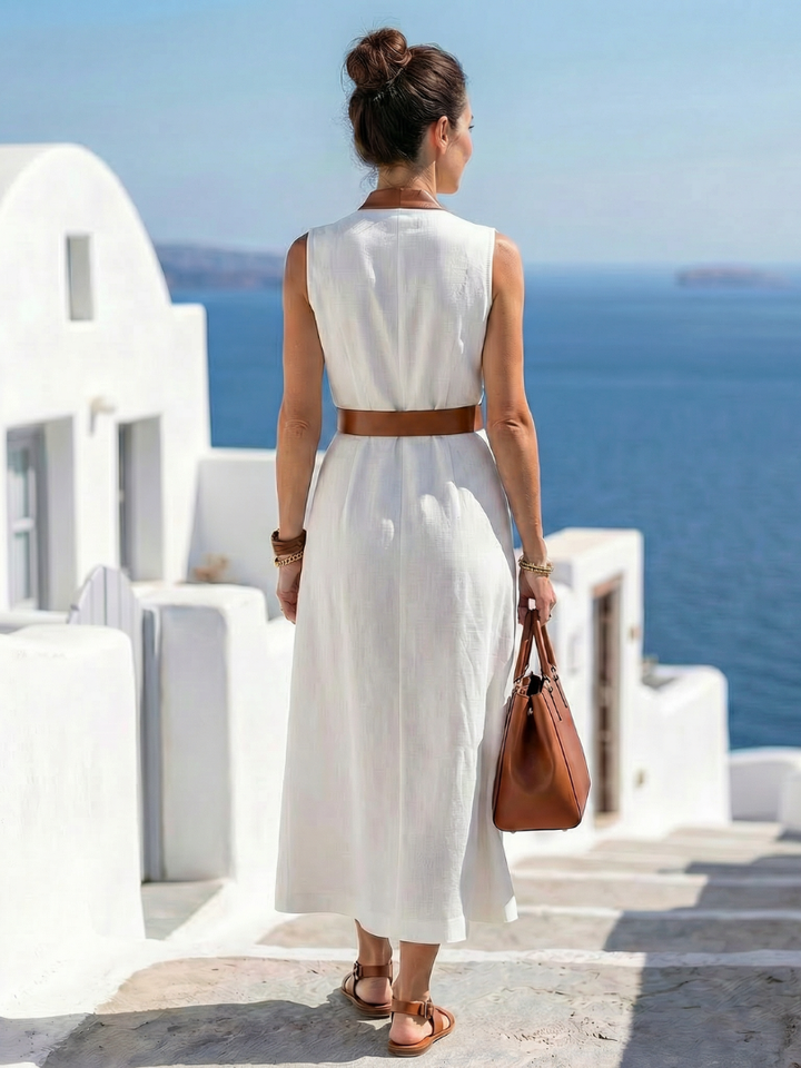 Júlia | Vestido Midi com Linha de Contraste