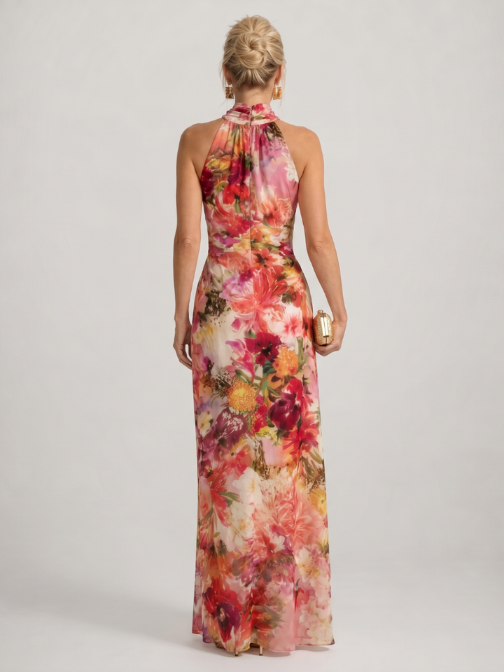 Elisabetta | Vestido maxi estampado floral com decote halter