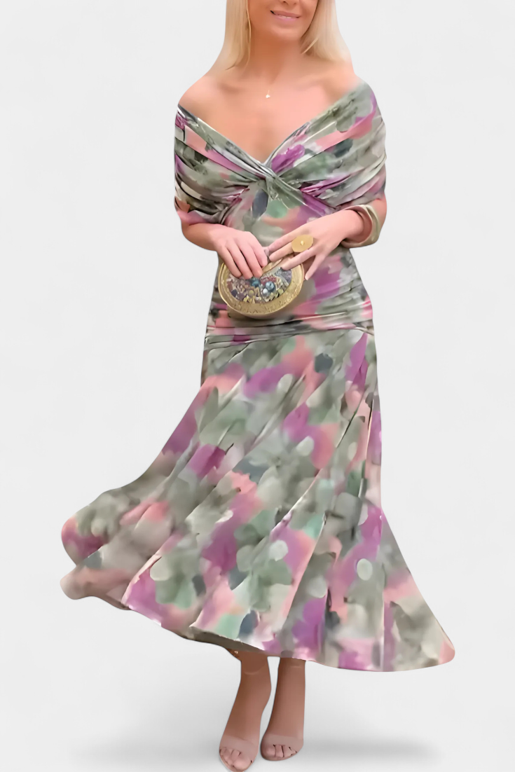 Clara | Vestido longo floral com decote em V
