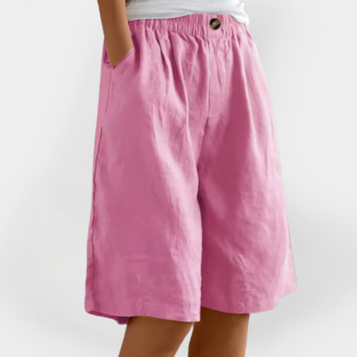 Calções de Linho com Bolsos