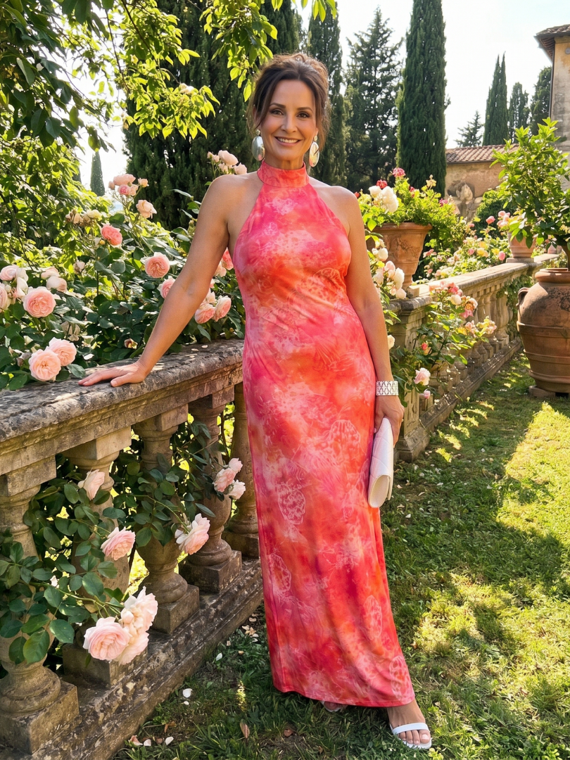 Coraline | Vestido longo estampado com decote halter