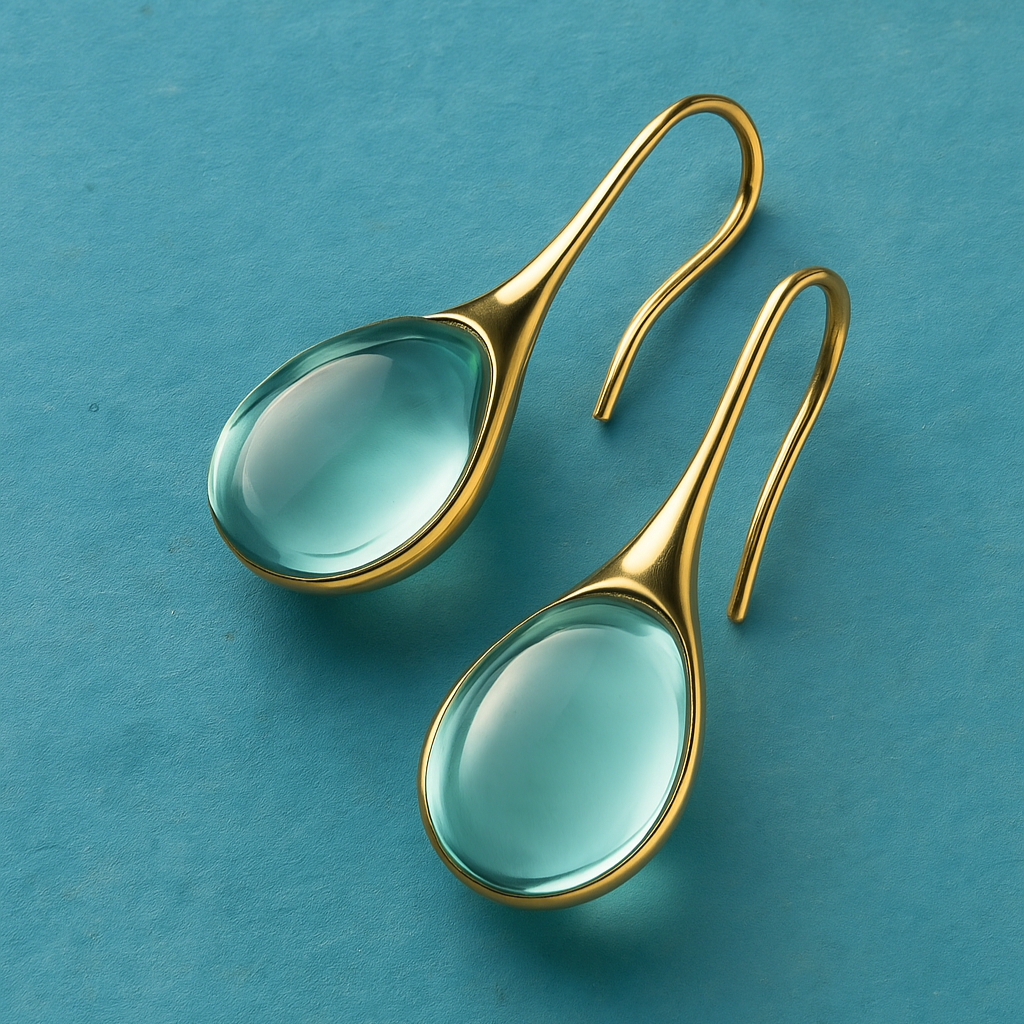 Brincos de cristal em forma de gota em ouro e prata